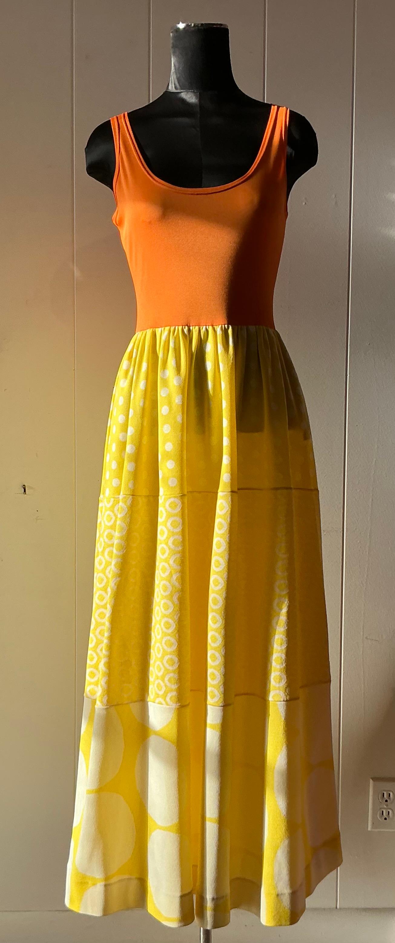 Vintage Boho Rudi Gernreich Orange & Yellow Dress For Sale 4