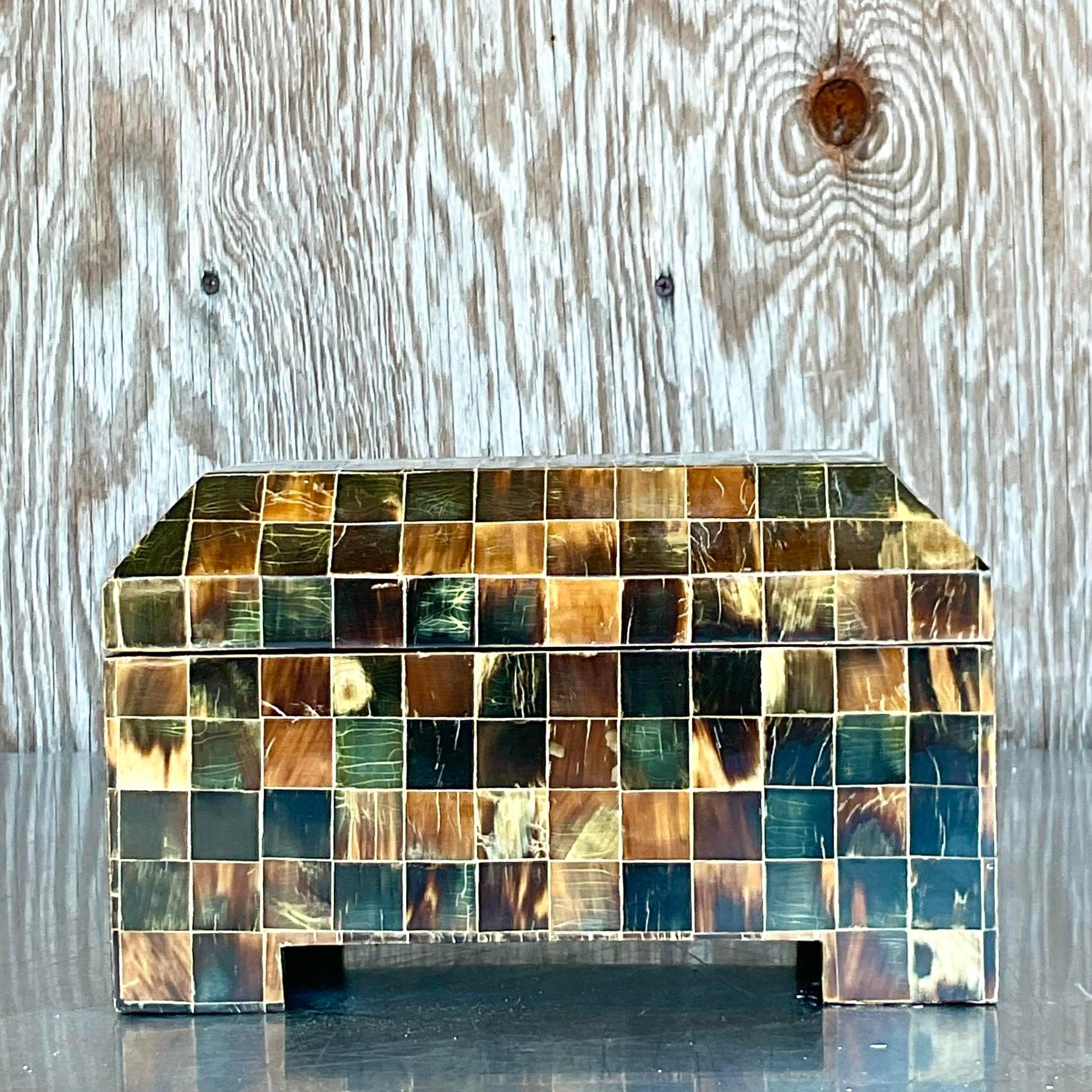 Vintage Boho Rudolph Collection Tessellated Horn Box 3