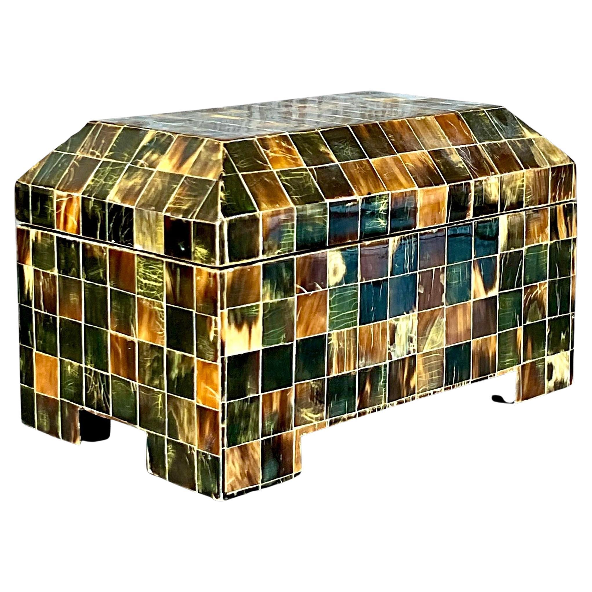 Vintage Boho Rudolph Collection Tessellated Horn Box