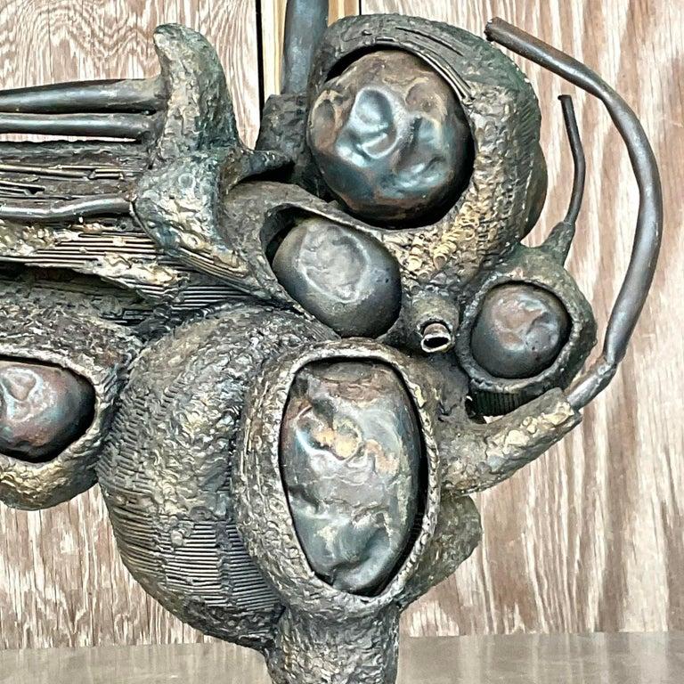 Scultura astratta in bronzo vintage Boho Rudolph Seno In condizioni buone in vendita a West Palm Beach, FL
