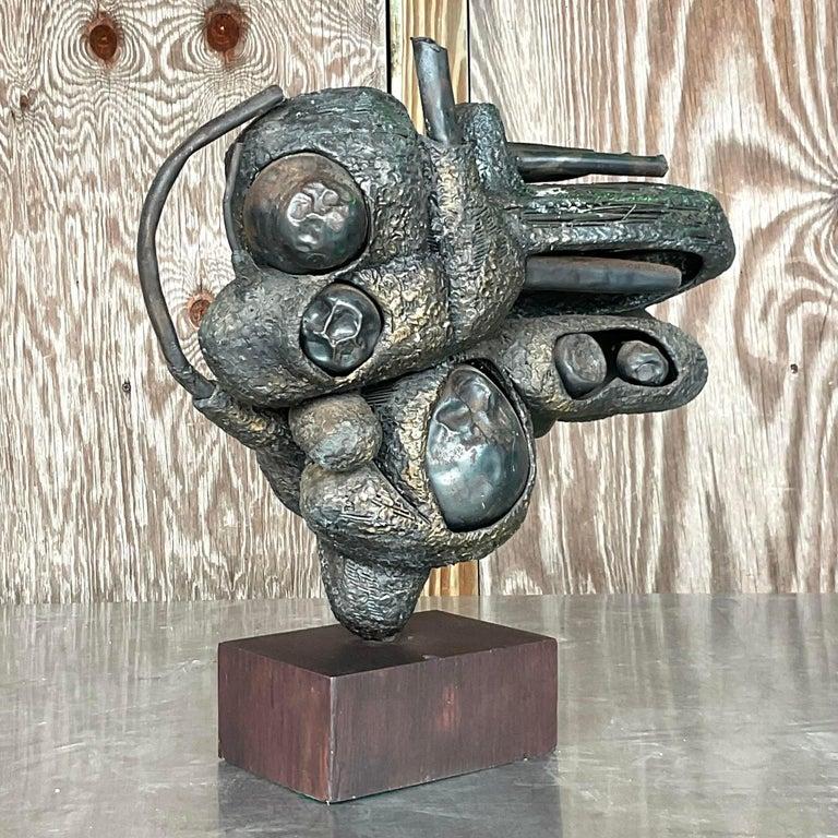 XX secolo Scultura astratta in bronzo vintage Boho Rudolph Seno in vendita