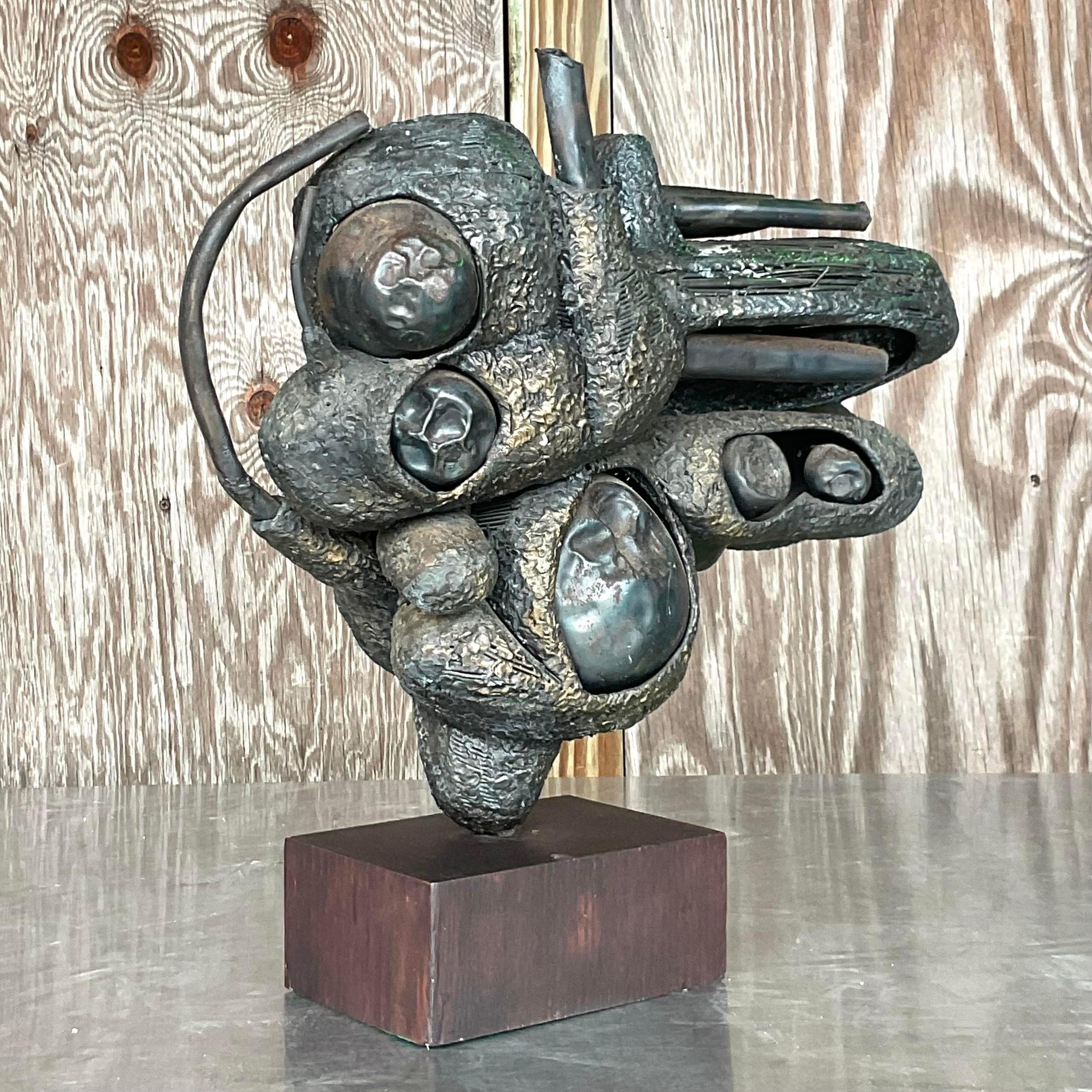 Vintage Boho Rudolph Seno Abstract Bronze Sculpture For Sale 2