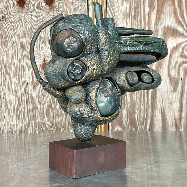 Scultura astratta in bronzo vintage Boho Rudolph Seno in vendita 1
