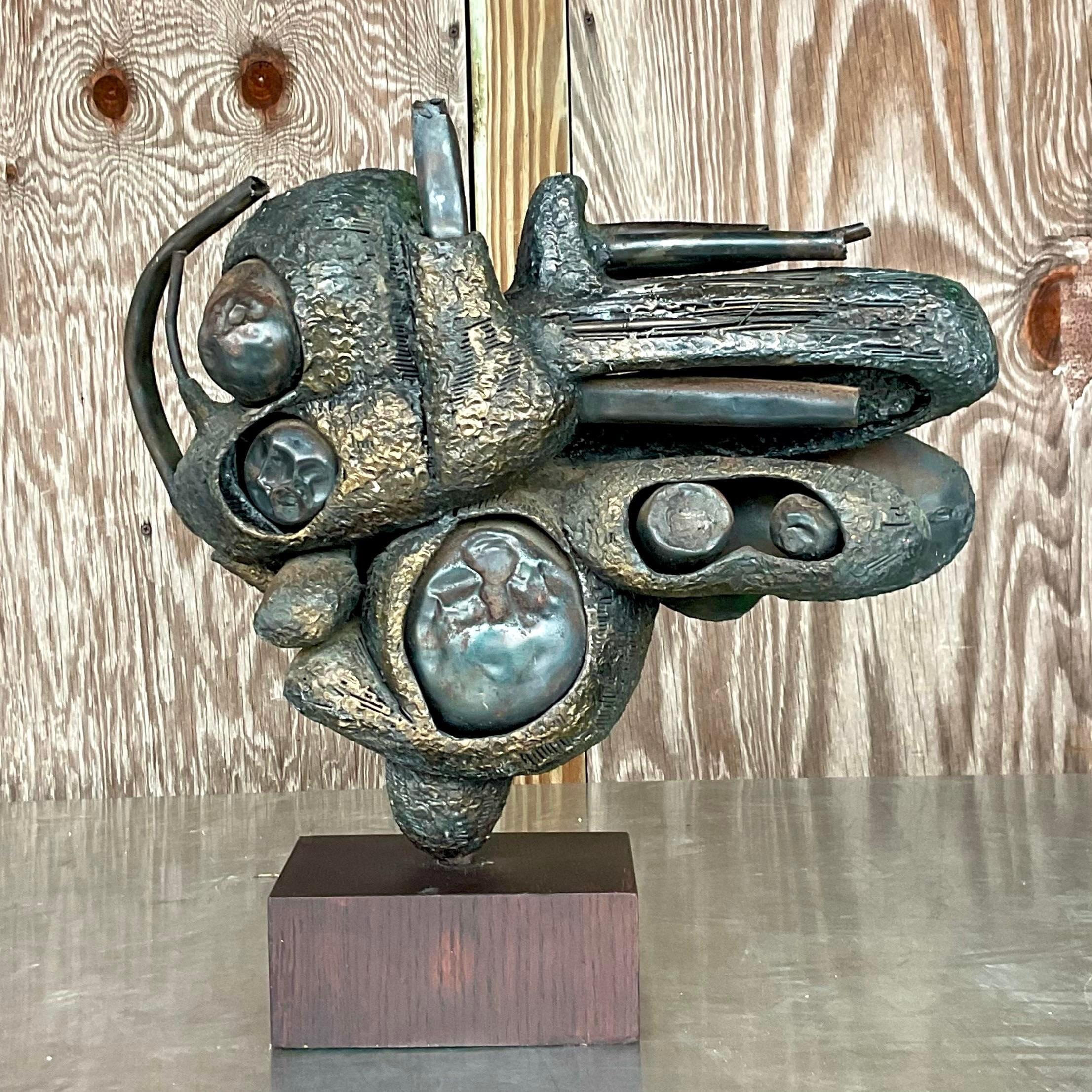 Vintage Boho Rudolph Seno Abstract Bronze Sculpture For Sale 3