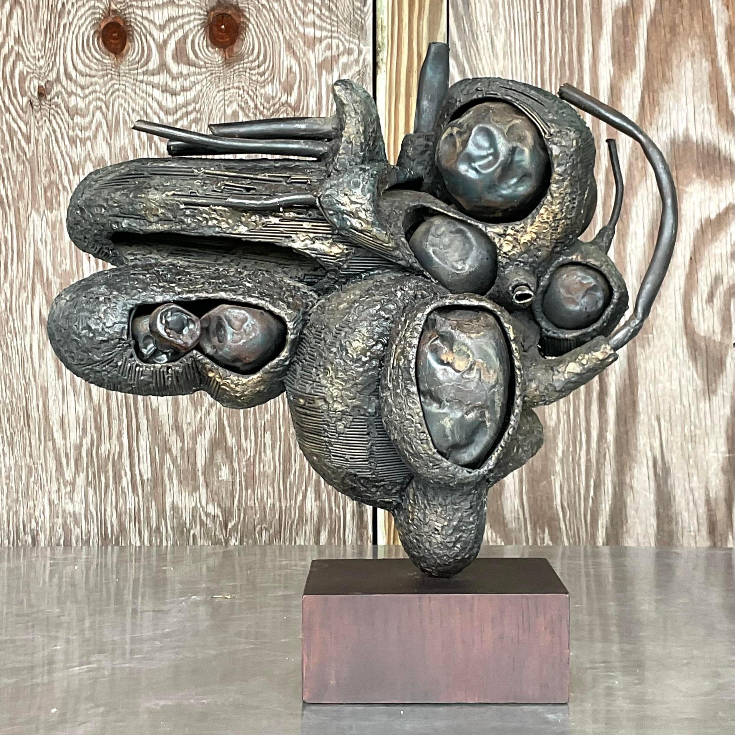 Vintage Boho Rudolph Seno Abstract Bronze Sculpture For Sale 4