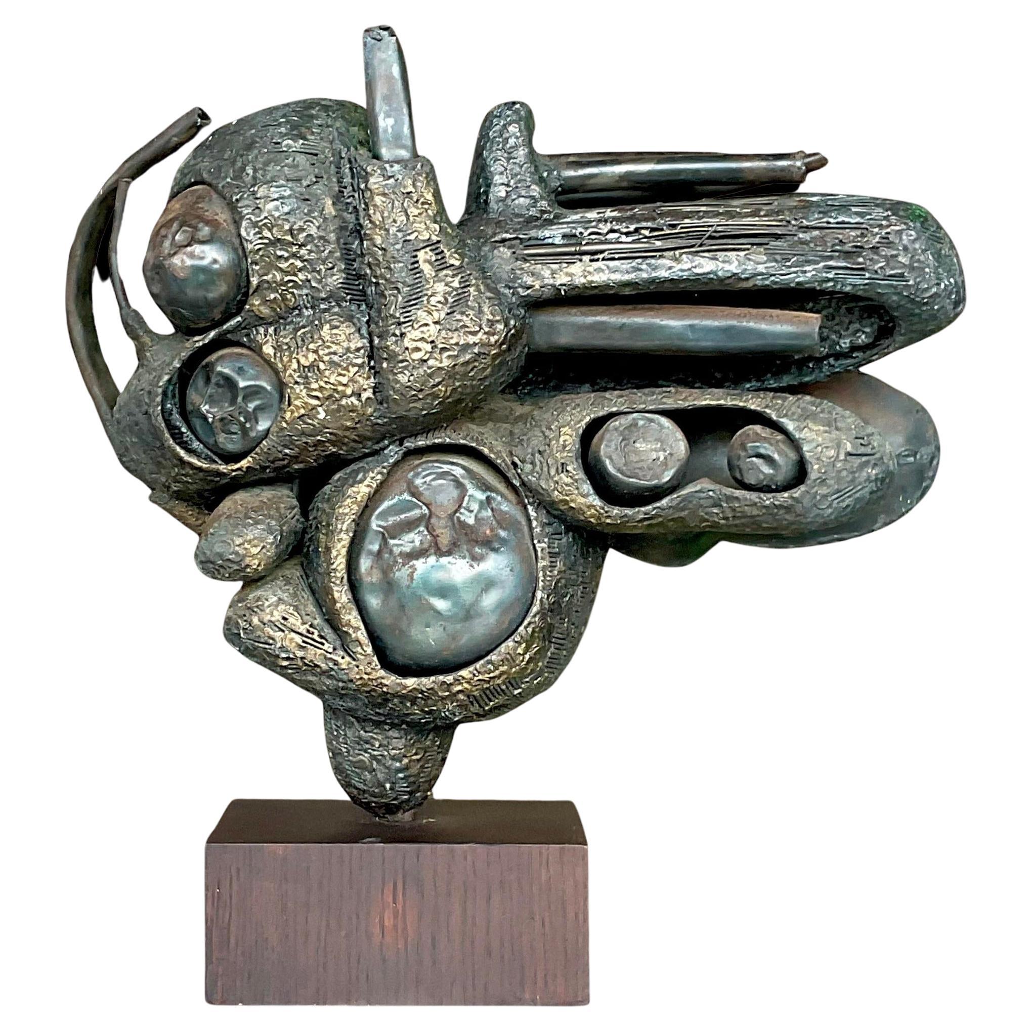 Vintage Boho Rudolph Seno Abstract Bronze Sculpture For Sale