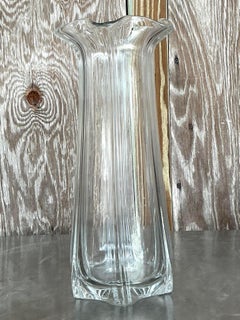 Vintage Boho Ruffle Glass Tall Vase