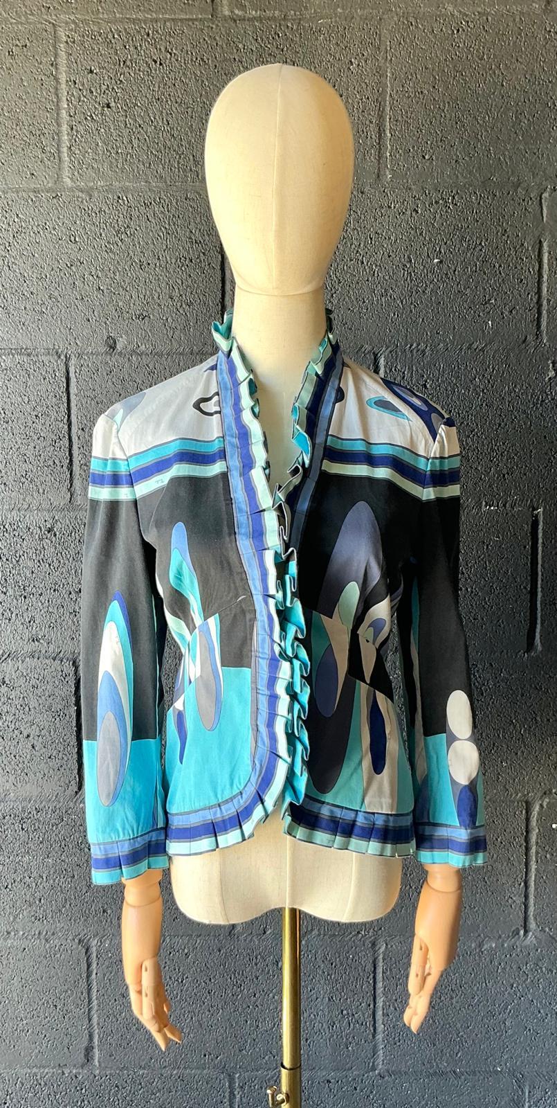 Donna Camicetta vintage con volant di Emilio Pucci, in stile bohémien in vendita