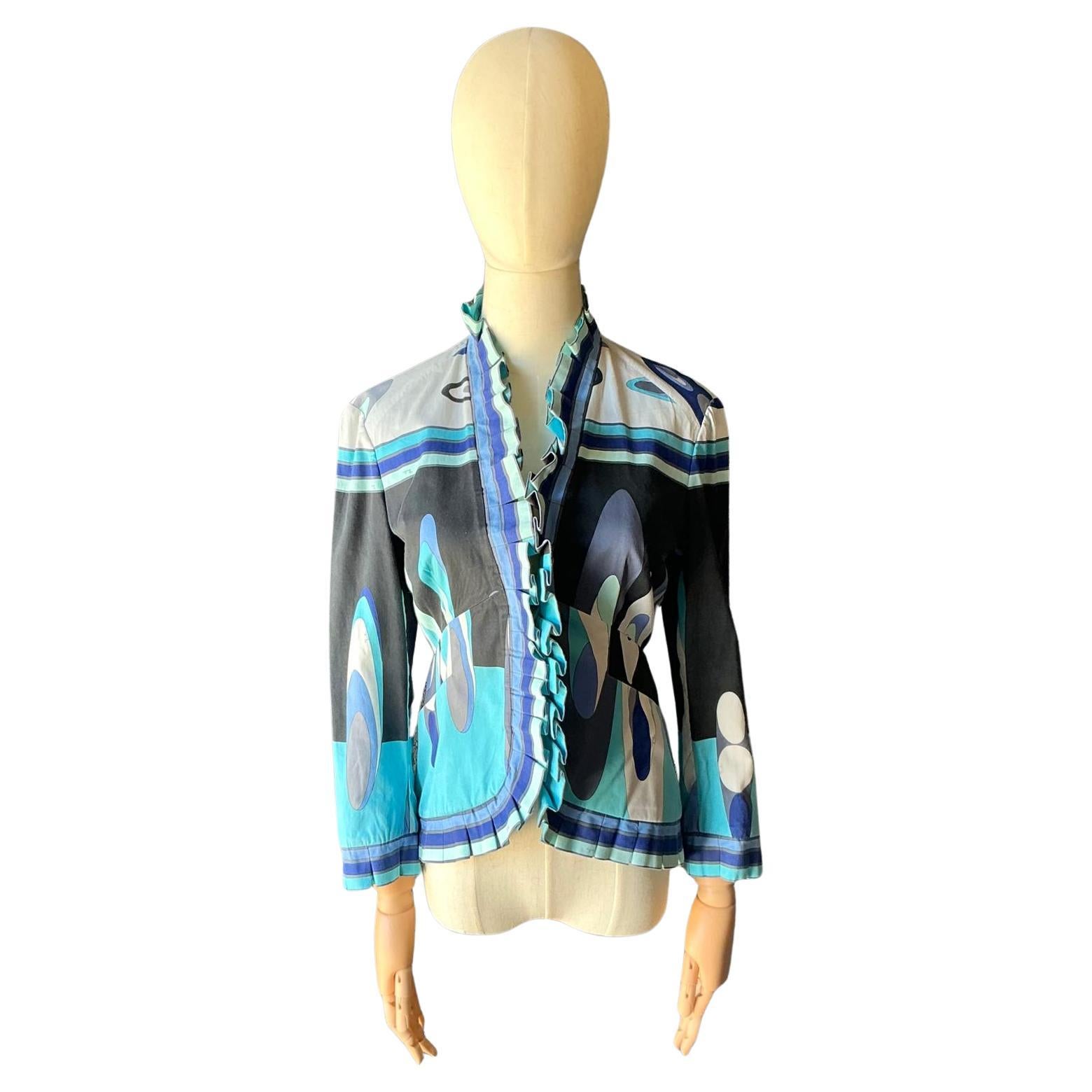 Camicetta vintage con volant di Emilio Pucci, in stile bohémien in vendita