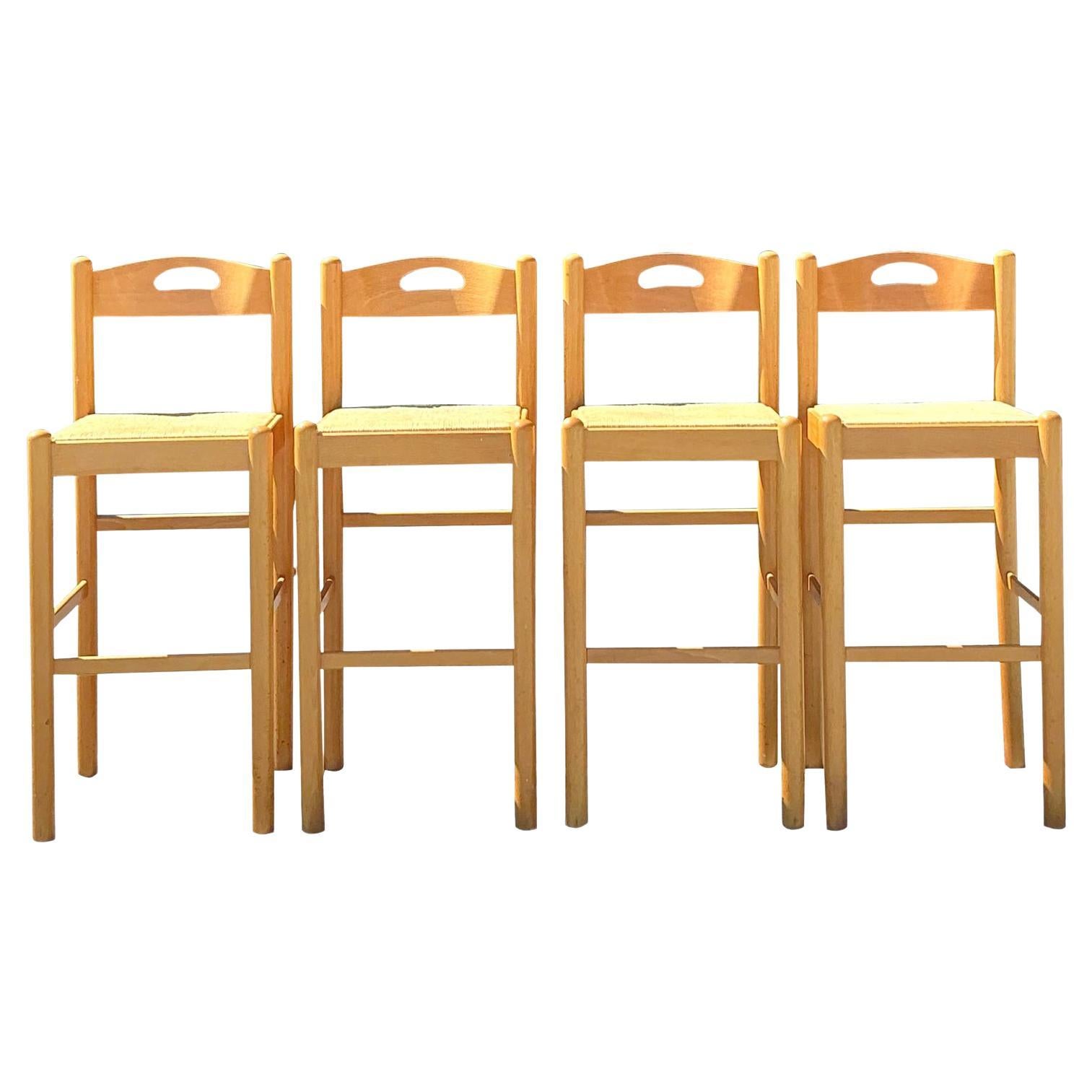 Taburetes de bar Vintage Boho Rush Seat - Set de 4