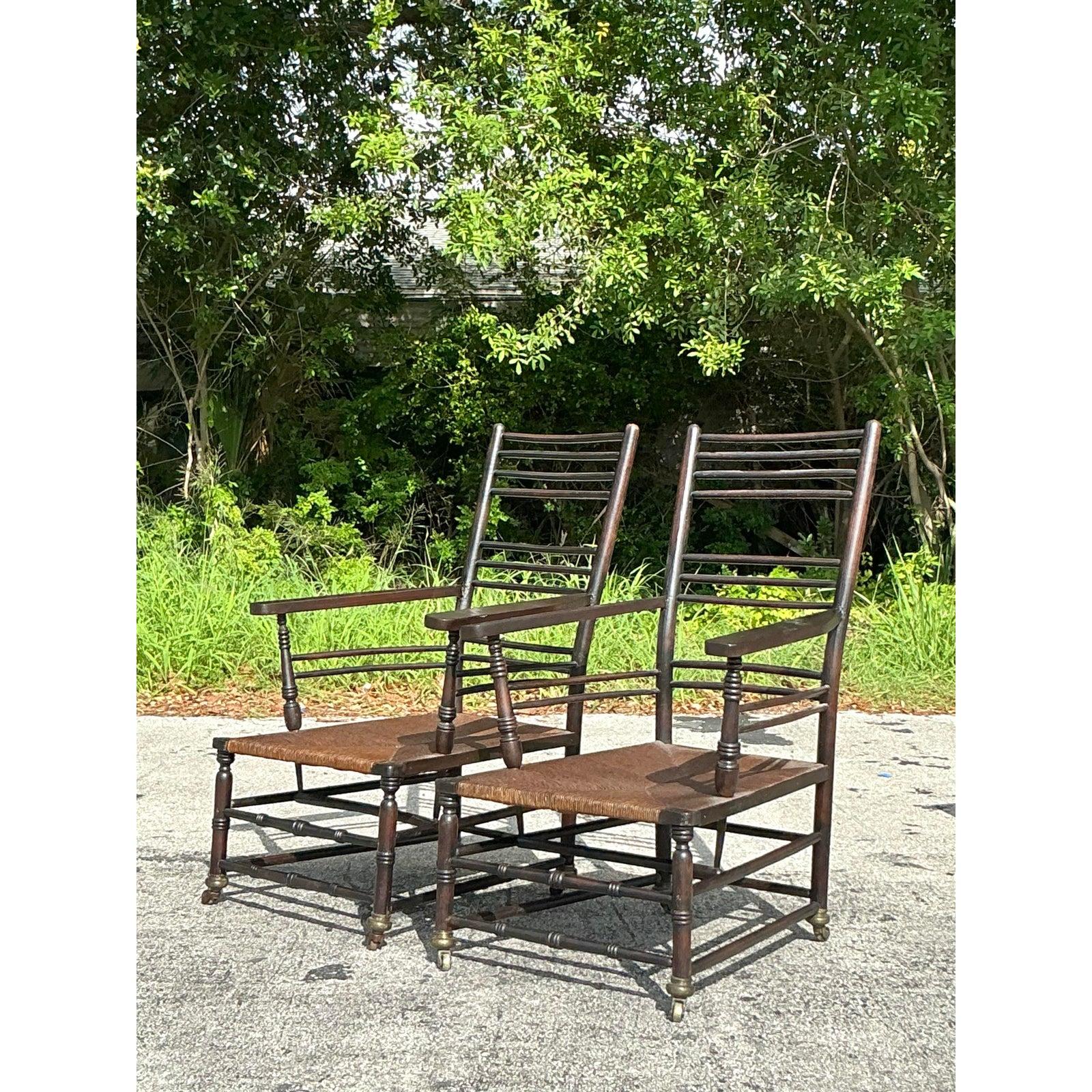 Vintage Boho Rush Sitz Sussex Lounge Stühle - ein Paar im Angebot 3
