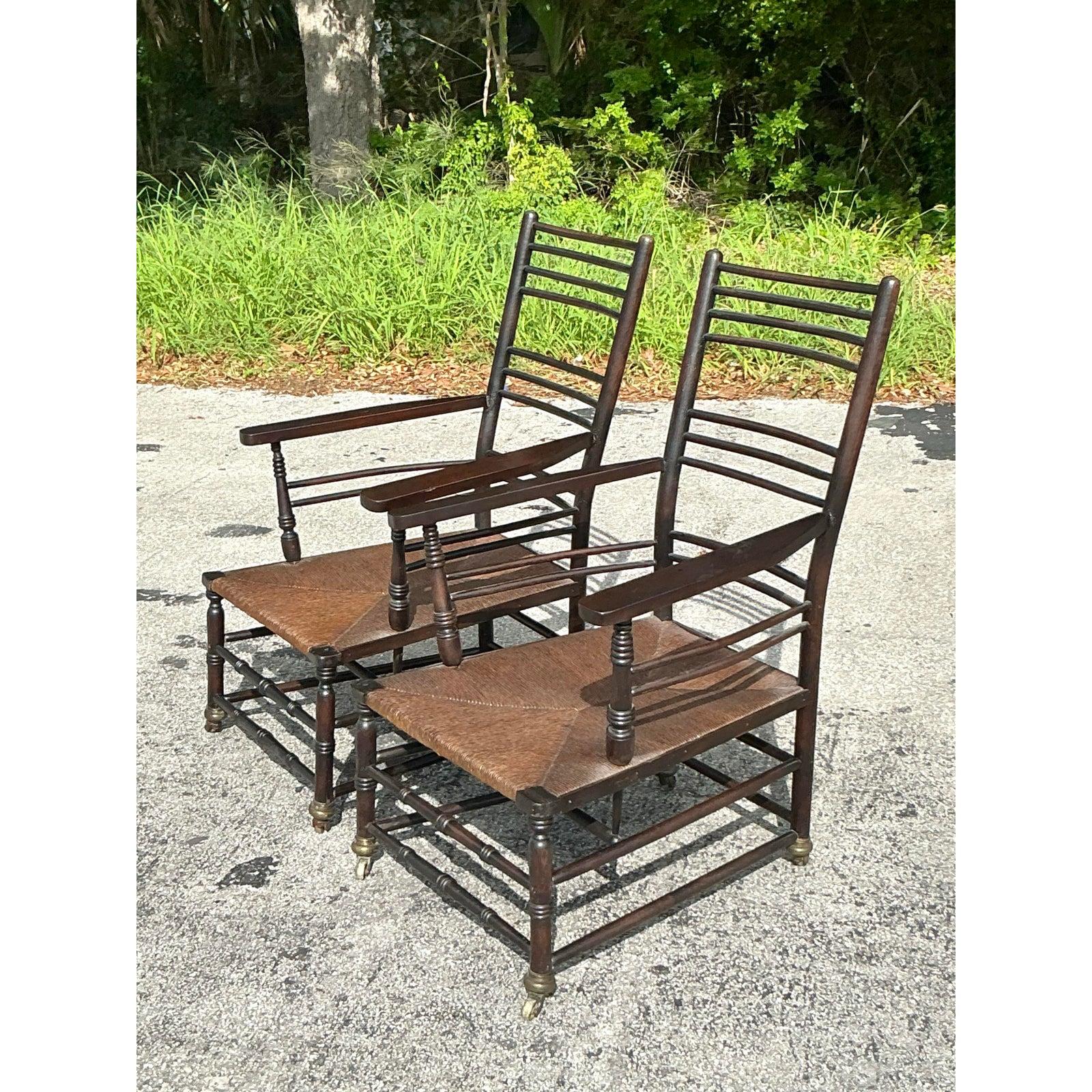 Vintage Boho Rush Sitz Sussex Lounge Stühle - ein Paar (Rustikal) im Angebot