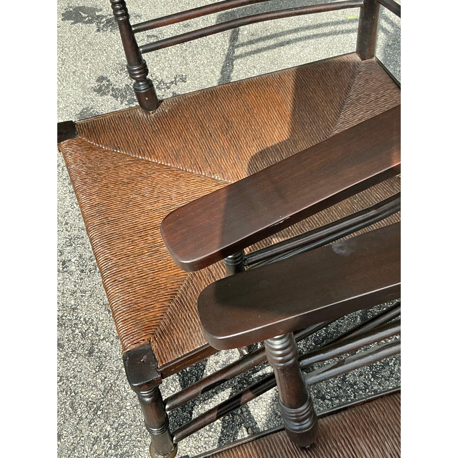 Vintage Boho Rush Sitz Sussex Lounge Stühle - ein Paar im Zustand „Gut“ im Angebot in west palm beach, FL