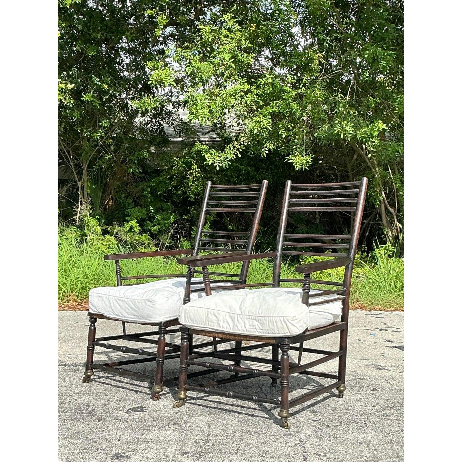 Vintage Boho Rush Sitz Sussex Lounge Stühle - ein Paar (20. Jahrhundert) im Angebot