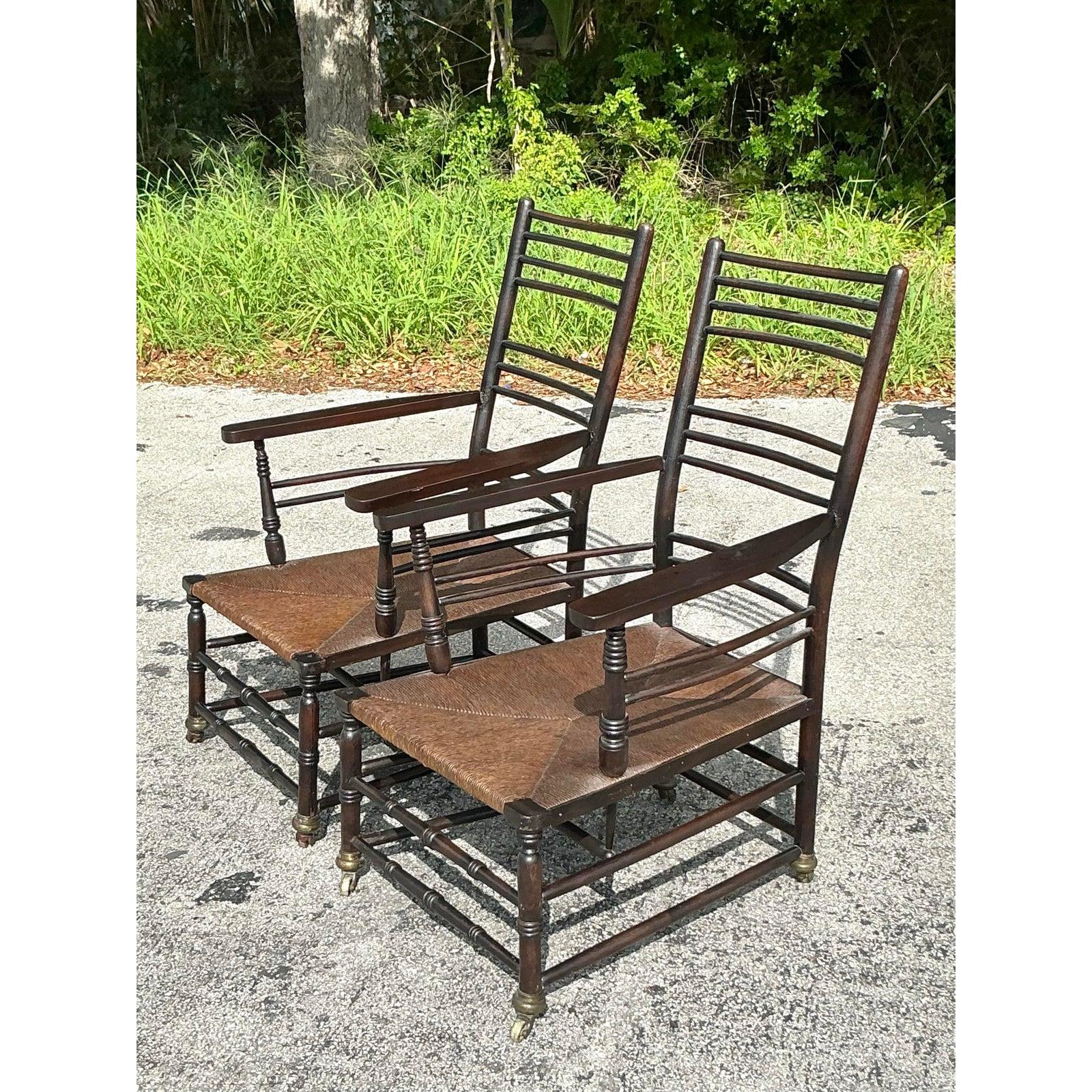 Vintage Boho Rush Sitz Sussex Lounge Stühle - ein Paar im Angebot 1