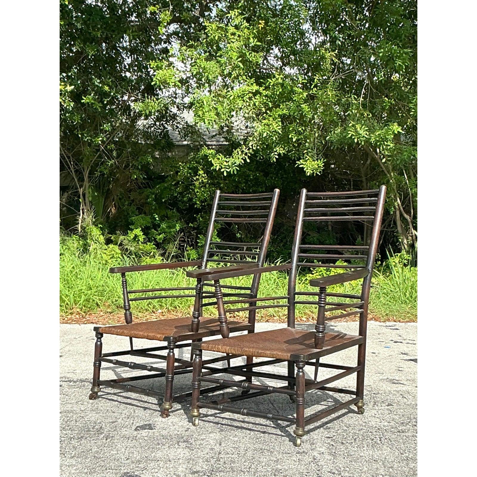 Vintage Boho Rush Sitz Sussex Lounge Stühle - ein Paar im Angebot 2
