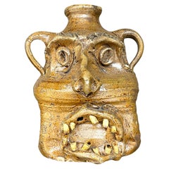 Vintage Boho Rustic Studio Pottery Jarra de dos caras