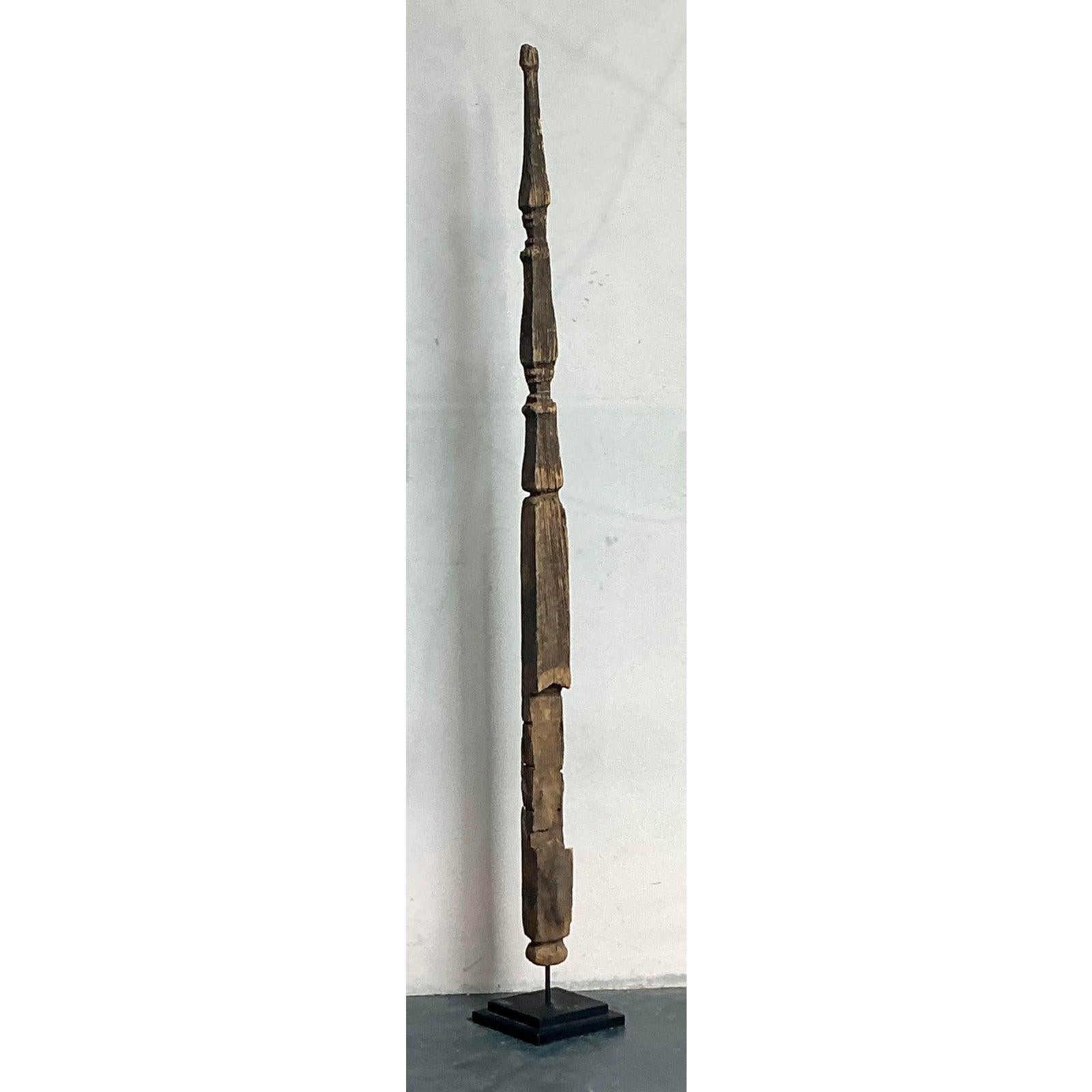 Totem in legno rustico vintage Boho In condizioni buone in vendita a West Palm Beach, FL