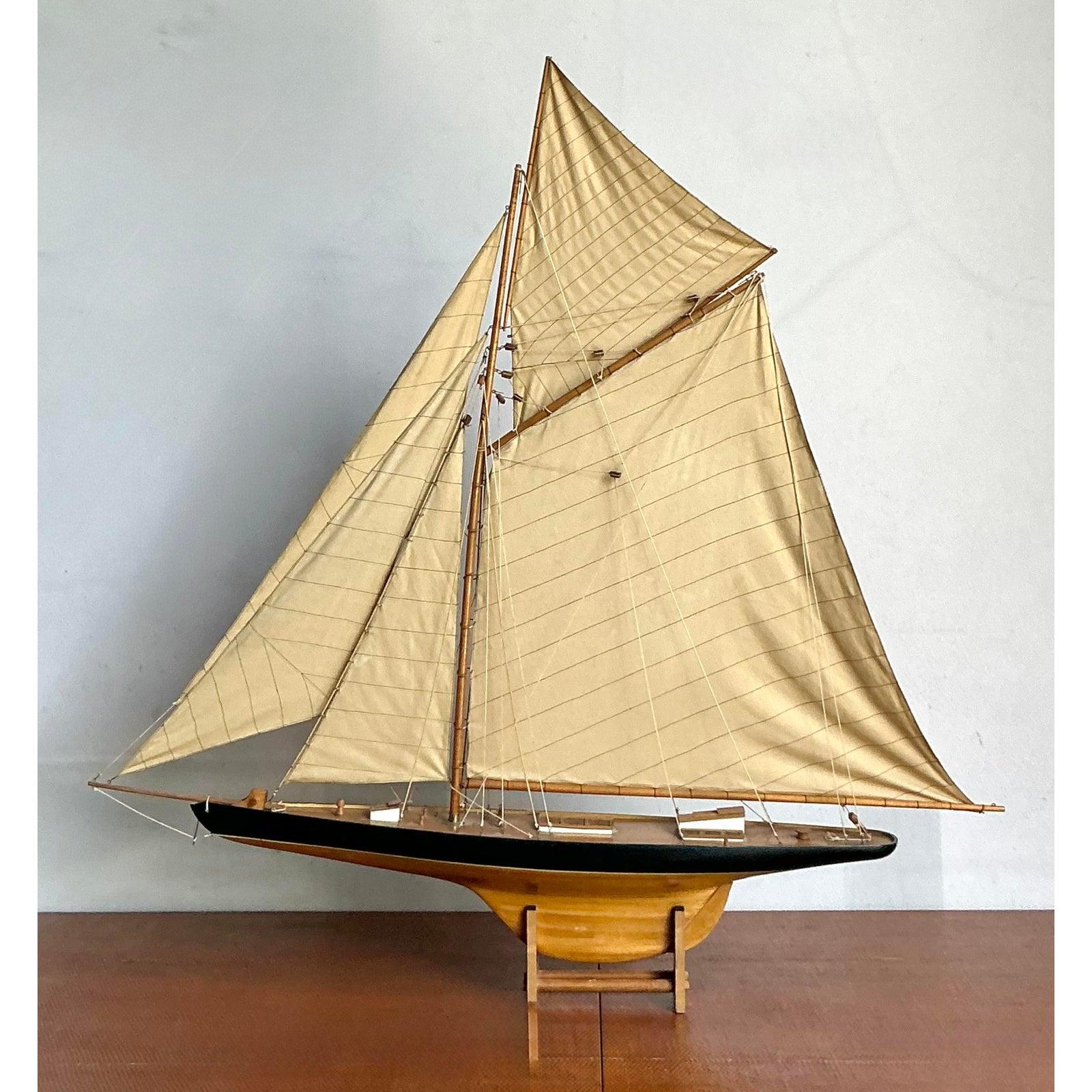 Brass Vintage Boho Sailboat Scale Model For Sale