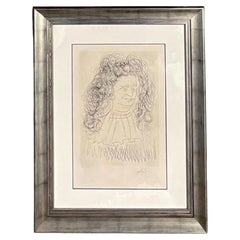 Vintage Boho Salvador Dalí Aguafuerte "Retrato De La Fontaine"