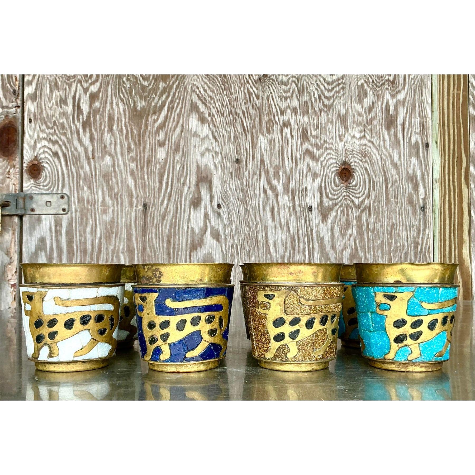 Vintage Boho Salvador Tehran Mosaic Rocks Glasses - Set of 8 For Sale 4