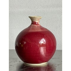 Vintage Boho Sang De Bouf Glazed Ceramic Vase