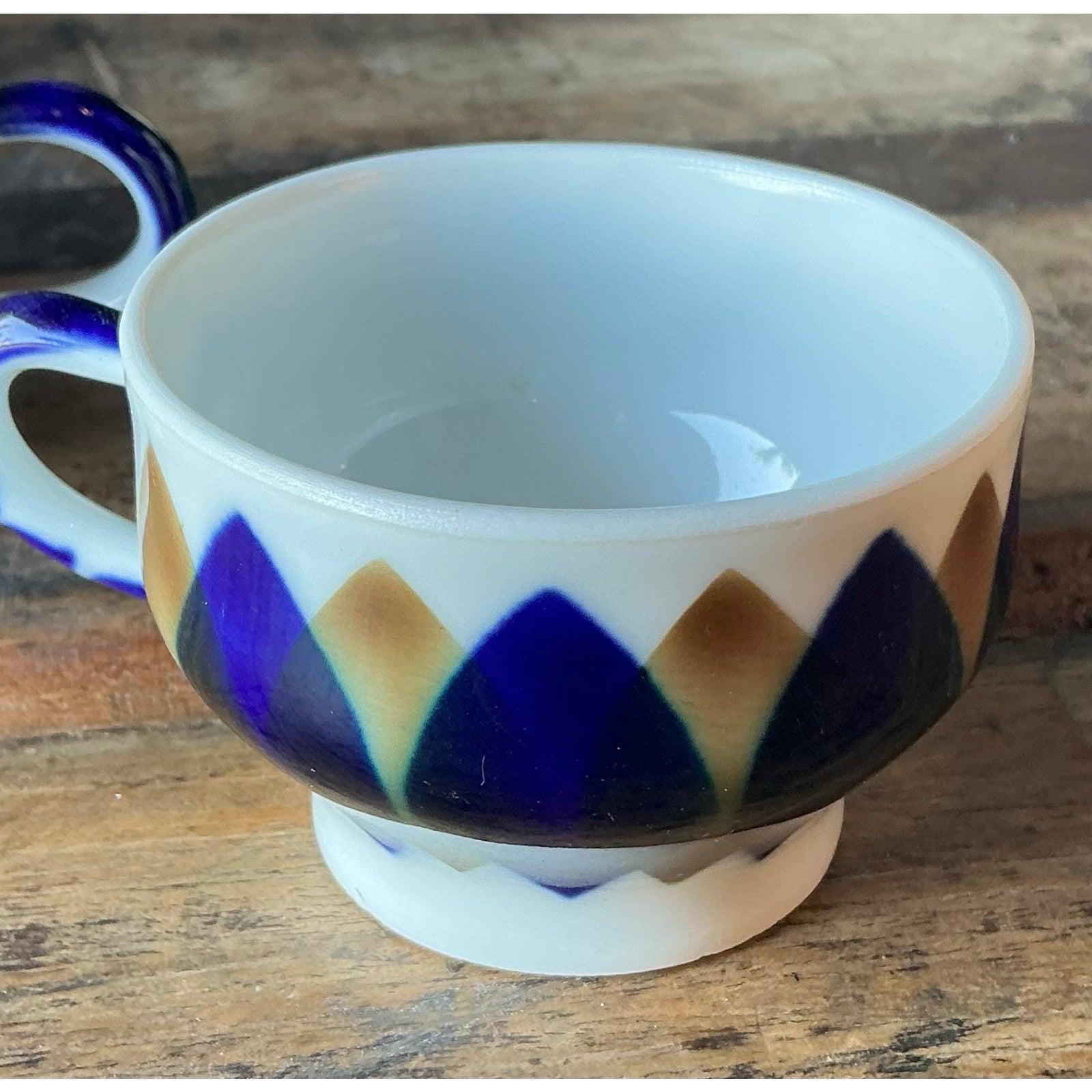 Vintage Boho Sargadelos Keramik Demitasse Tasse und Untertasse - Service für 12 (Spanisch) im Angebot