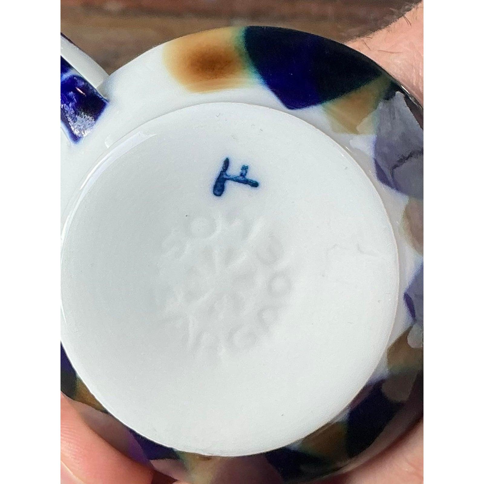 Vintage Boho Sargadelos Keramik Demitasse Tasse und Untertasse - Service für 12 (Porzellan) im Angebot