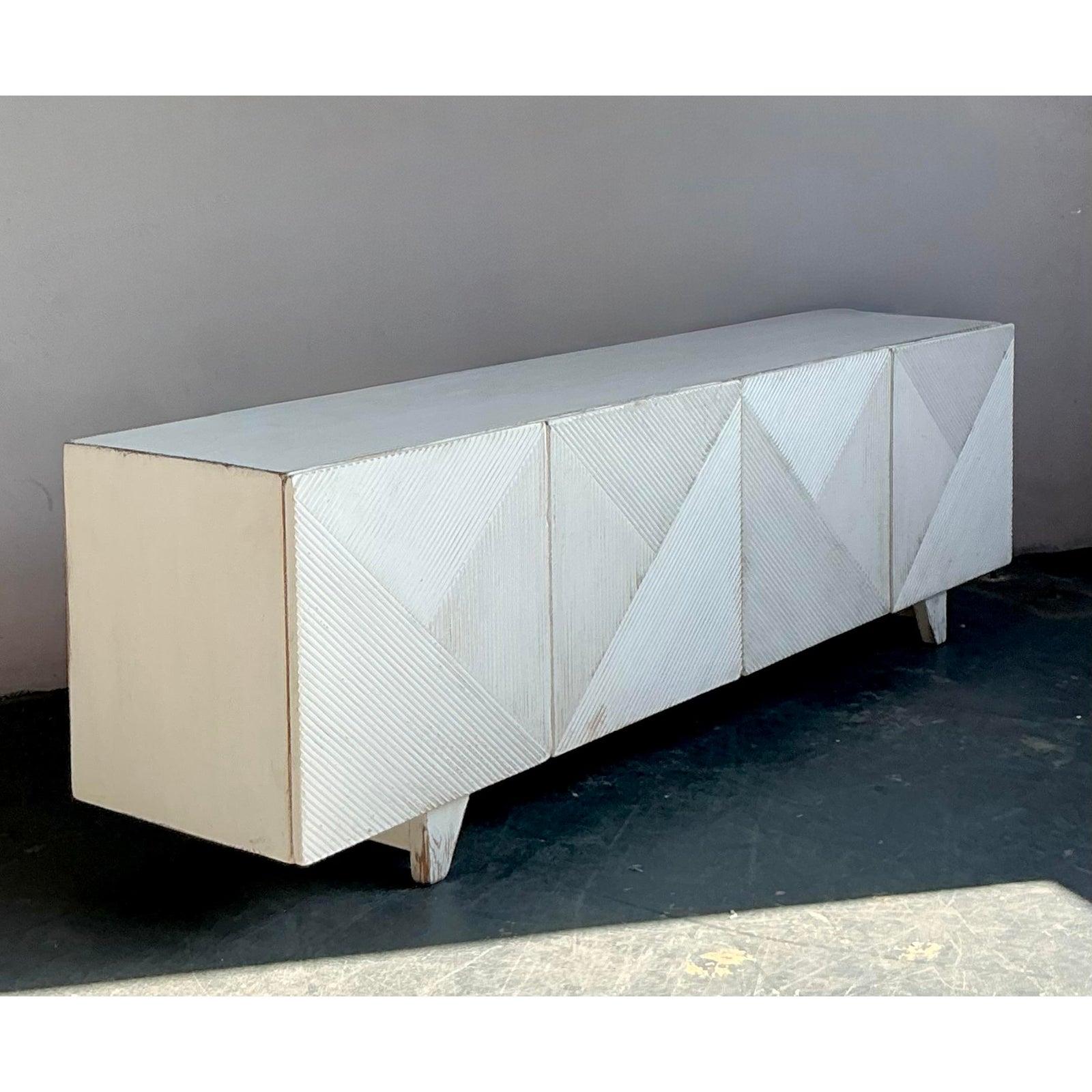 Americano Credenza Boho Sarreid Chevron d'epoca in vendita