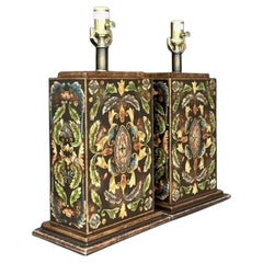Vintage Boho Sarreid Hand Painted Lamps - a Pair