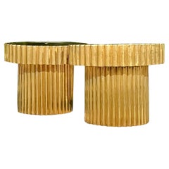 Vintage Boho Scalloped Brass Beistelltische - ein Paar