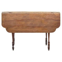 Vintage Boho Scalloped Plank Drop Leaf Dining Table