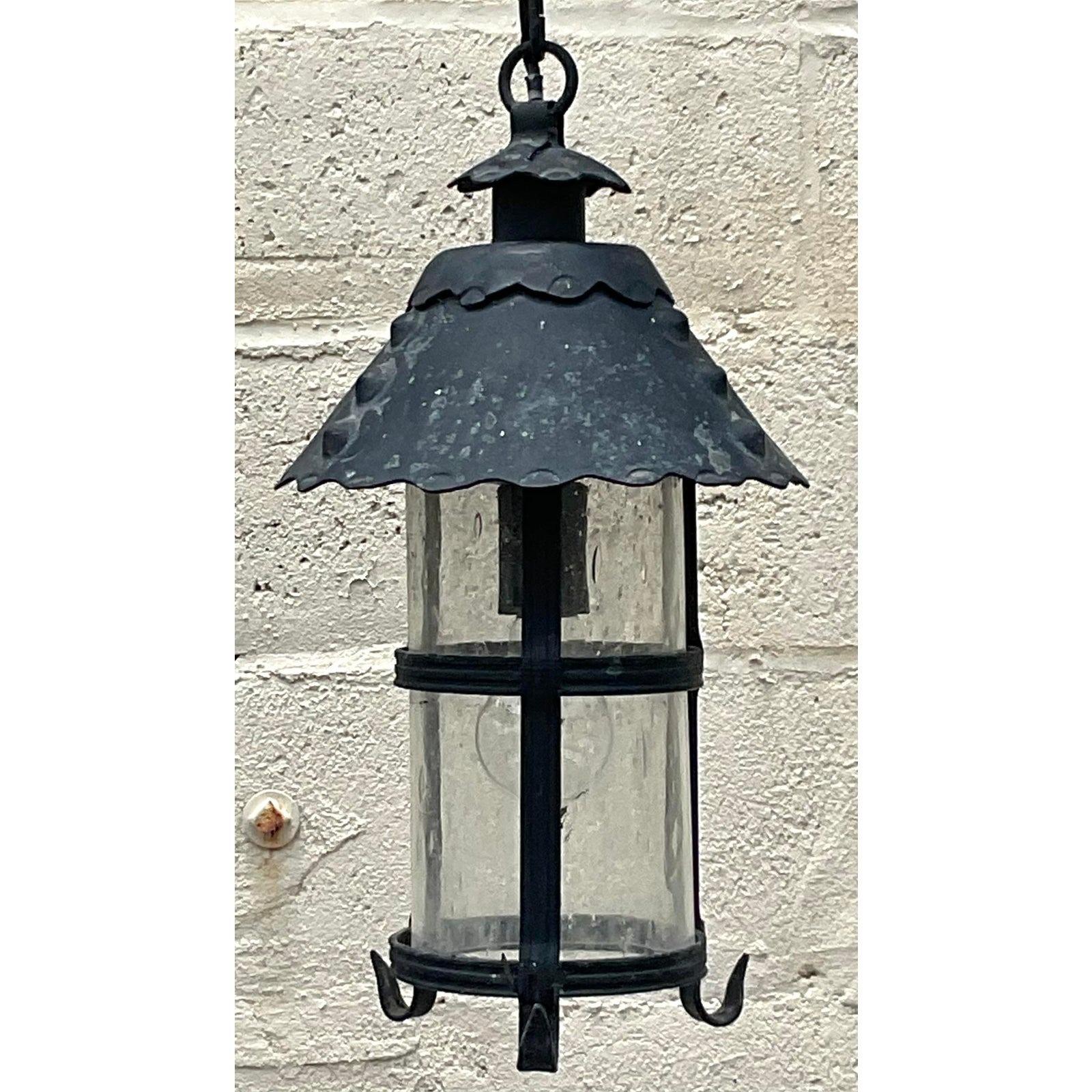 North American Vintage Boho Scalloped Wrought Iron Pendant Lamp