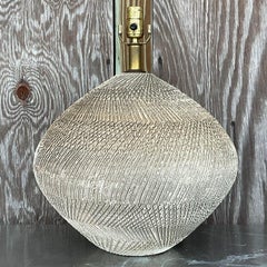 Vintage Boho Scored Ceramic Lamp