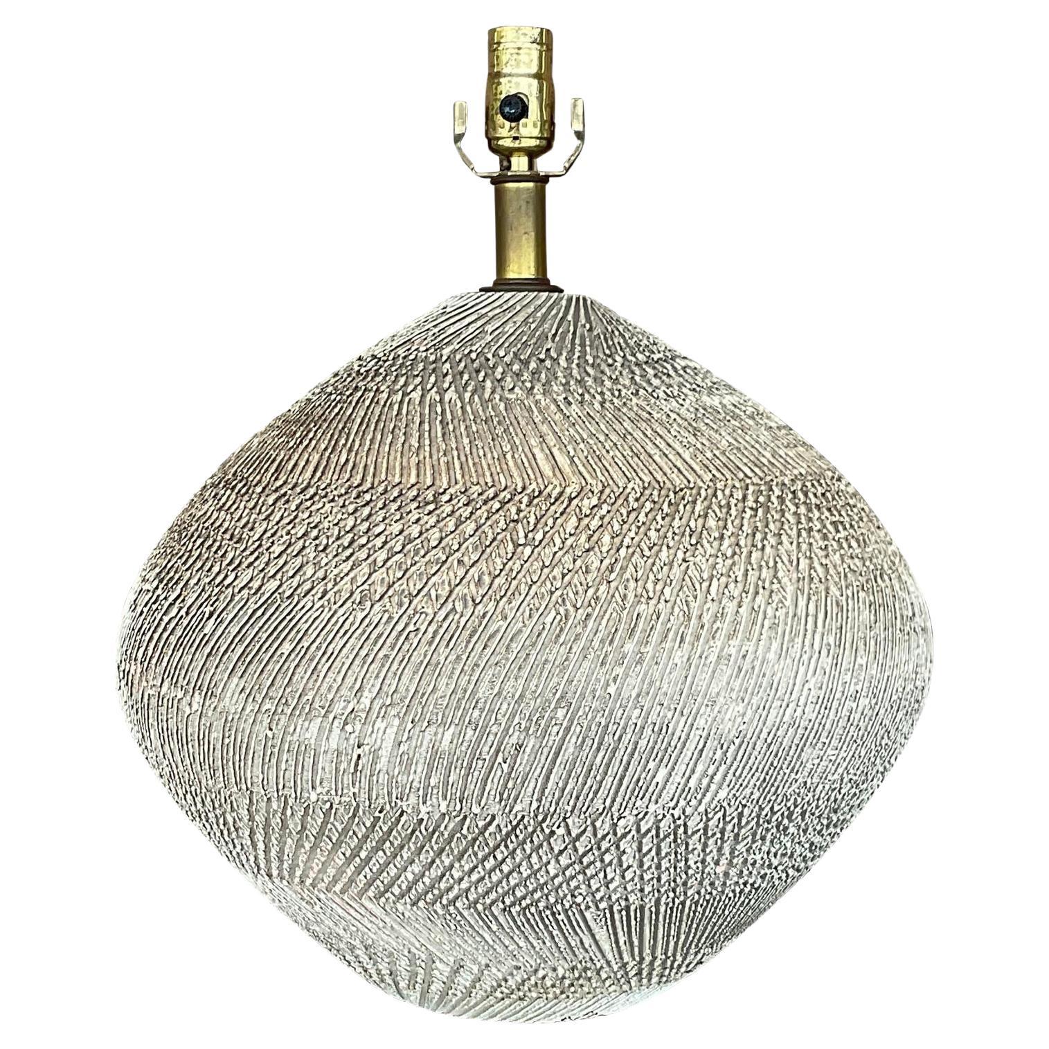 Vintage Boho Scored Ceramic Lamp