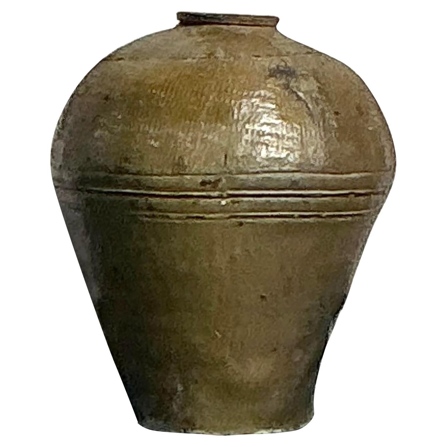 Vintage Boho Scored Ceramic Urn