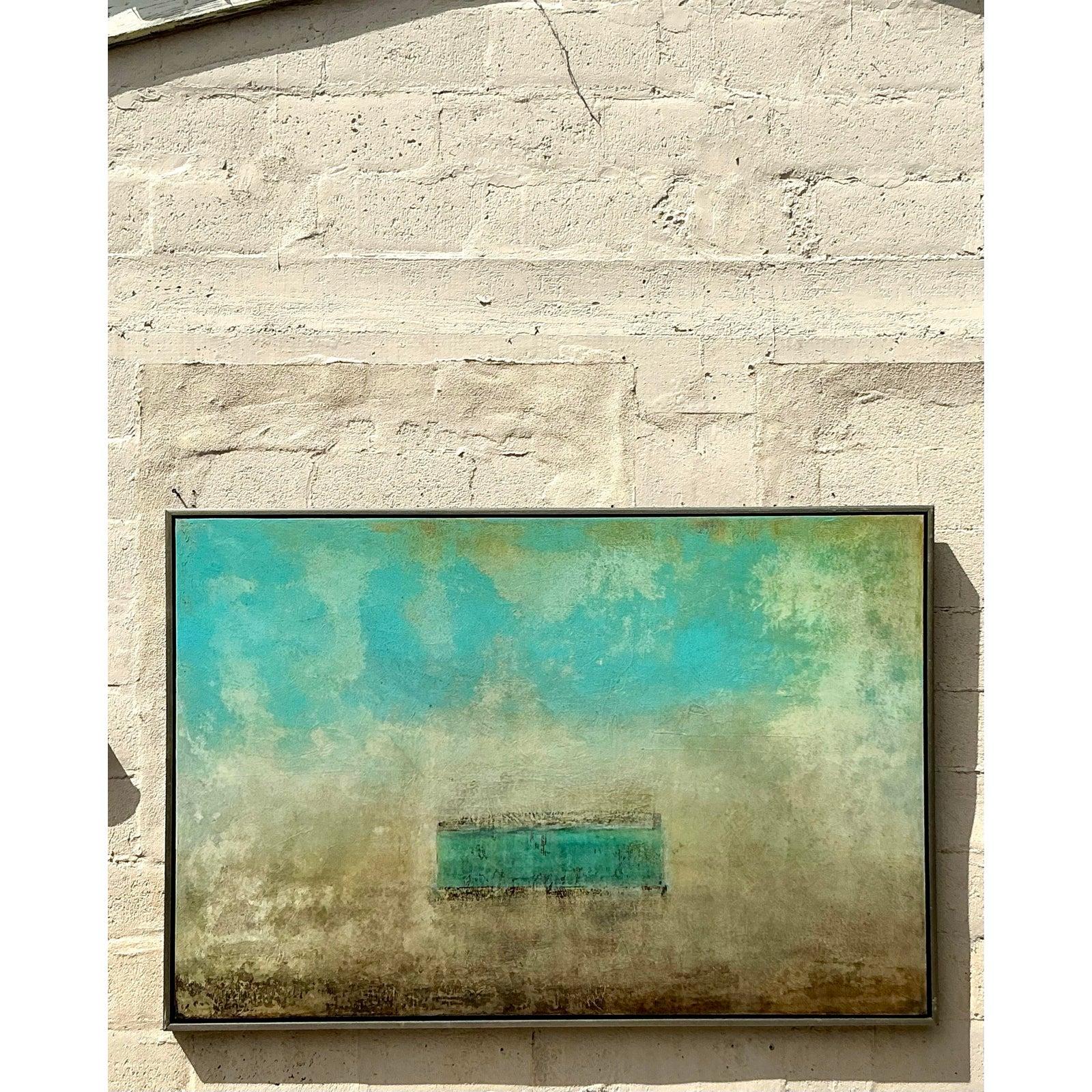 Vintage Boho Scott Upton Abstrakt auf Leinwand im Angebot 5