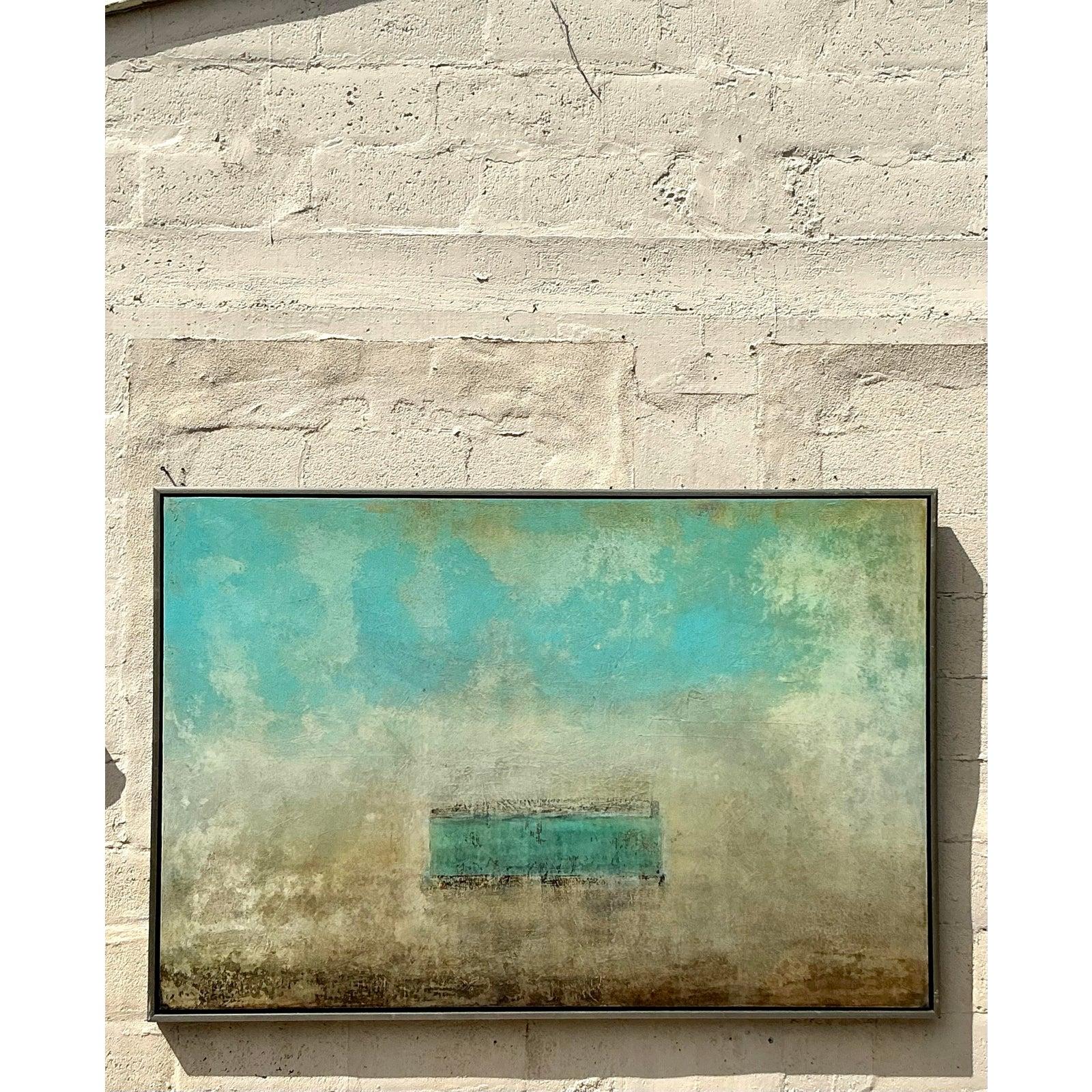 Vintage Boho Scott Upton Abstrakt auf Leinwand im Angebot 1