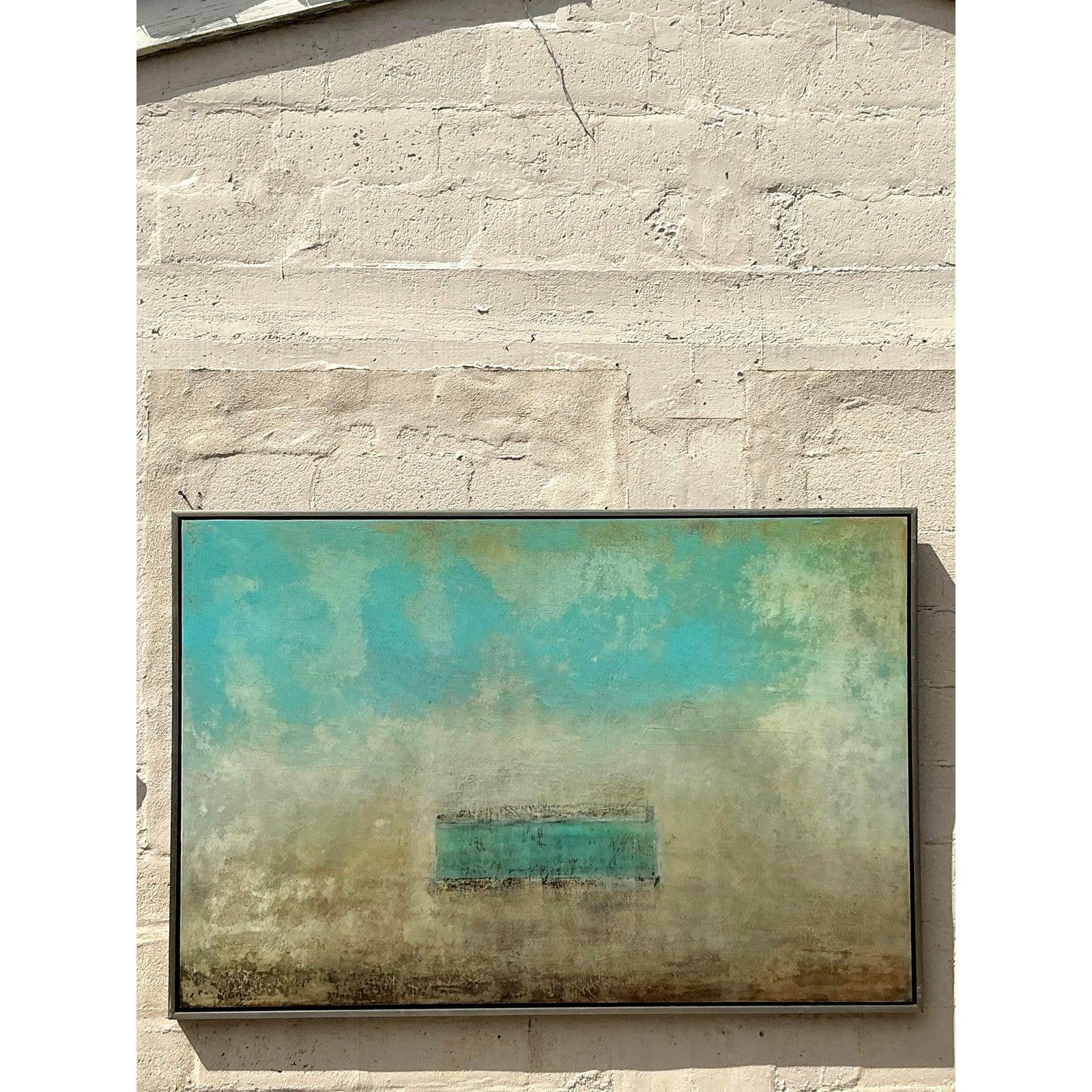 Vintage Boho Scott Upton Abstrakt auf Leinwand im Angebot 2