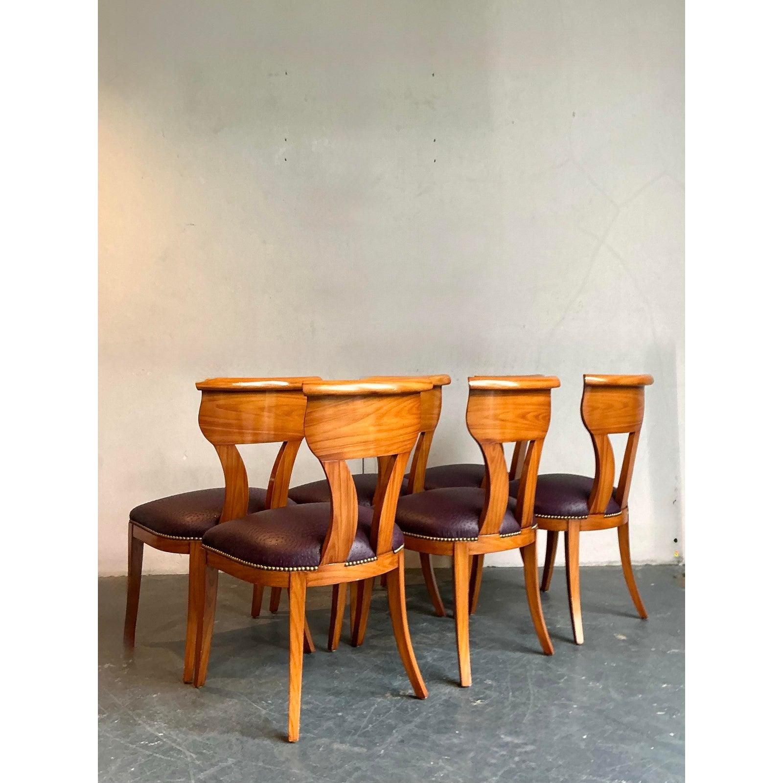 Americano Sedie da pranzo con schienale a voluta di Boho d'epoca, modello Biedermeier in vendita