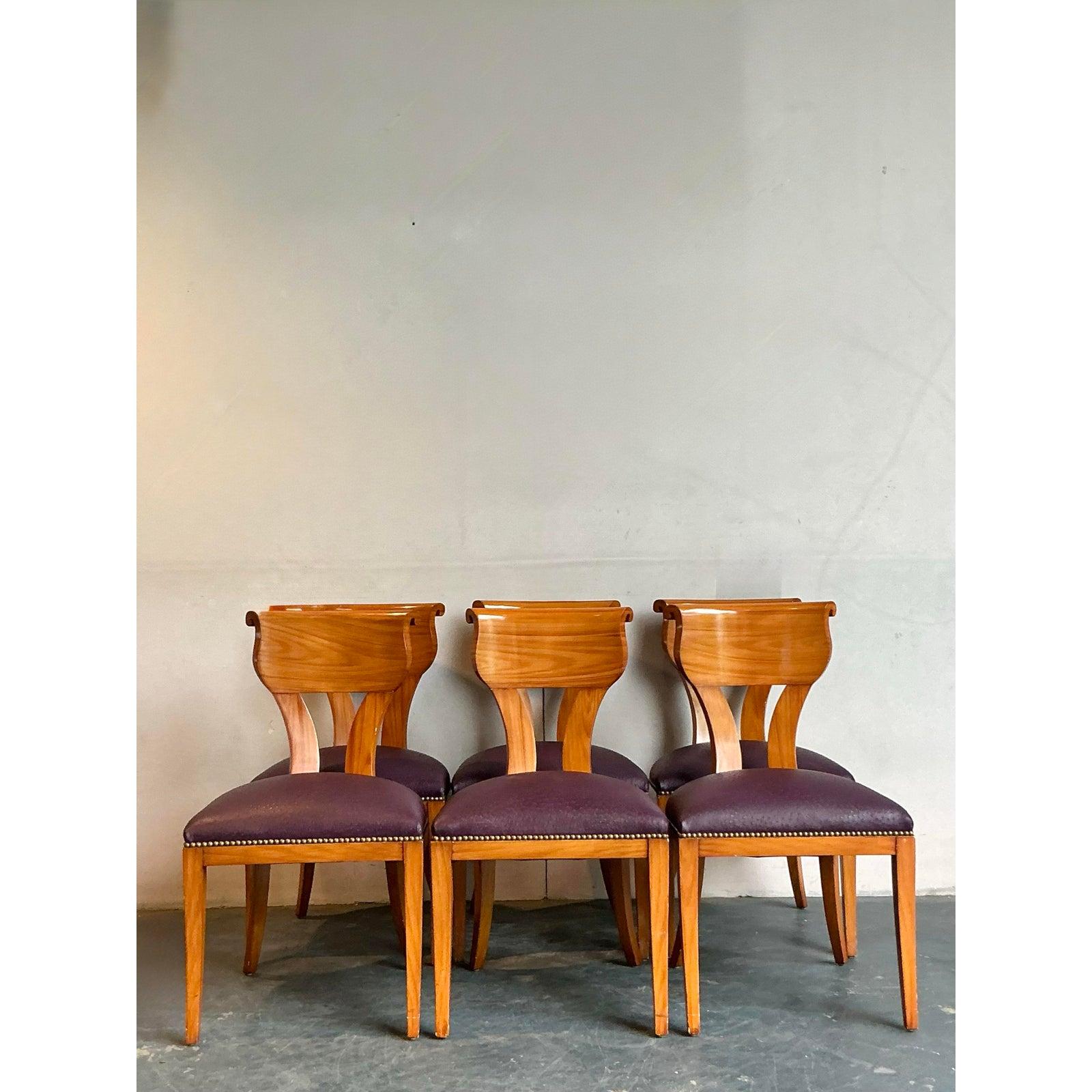 XX secolo Sedie da pranzo con schienale a voluta di Boho d'epoca, modello Biedermeier in vendita