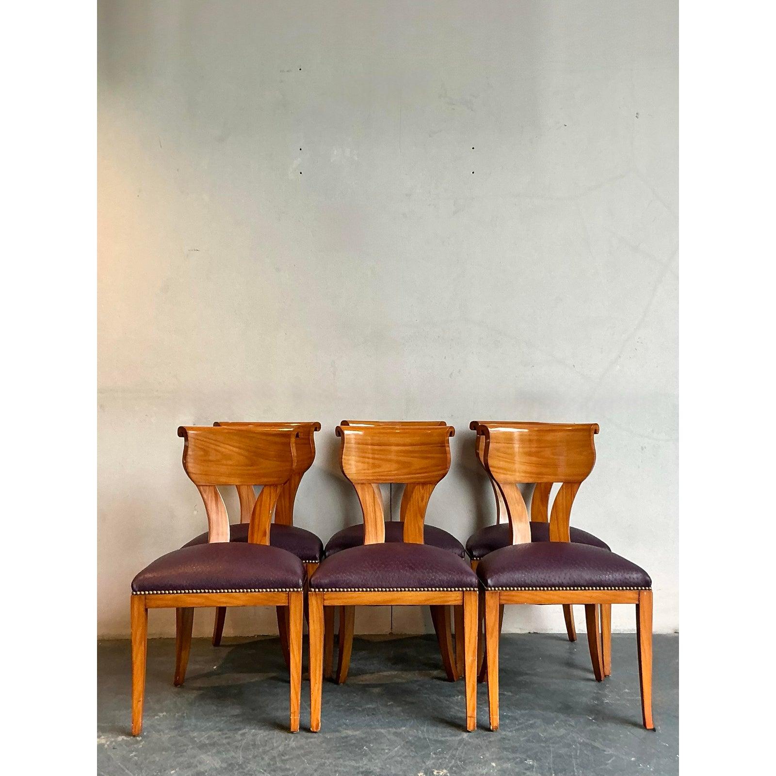 Metallo Sedie da pranzo con schienale a voluta di Boho d'epoca, modello Biedermeier in vendita
