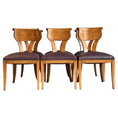 Vintage Boho Scroll Back Dining Chairs After Biedermeier