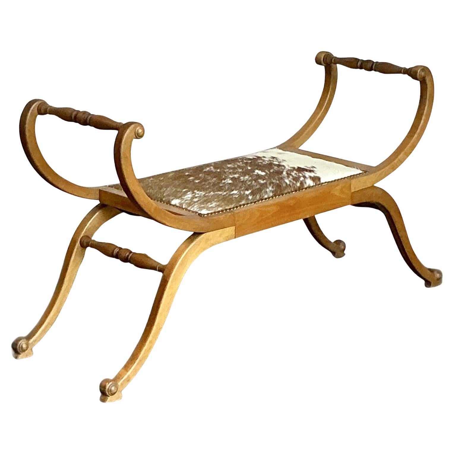 Vintage Boho Scroll Bench For Sale