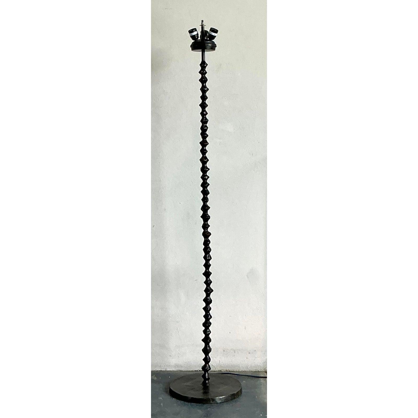 Industriel Vintage Boho Sculpted Floor Lamp After Giacometti en vente