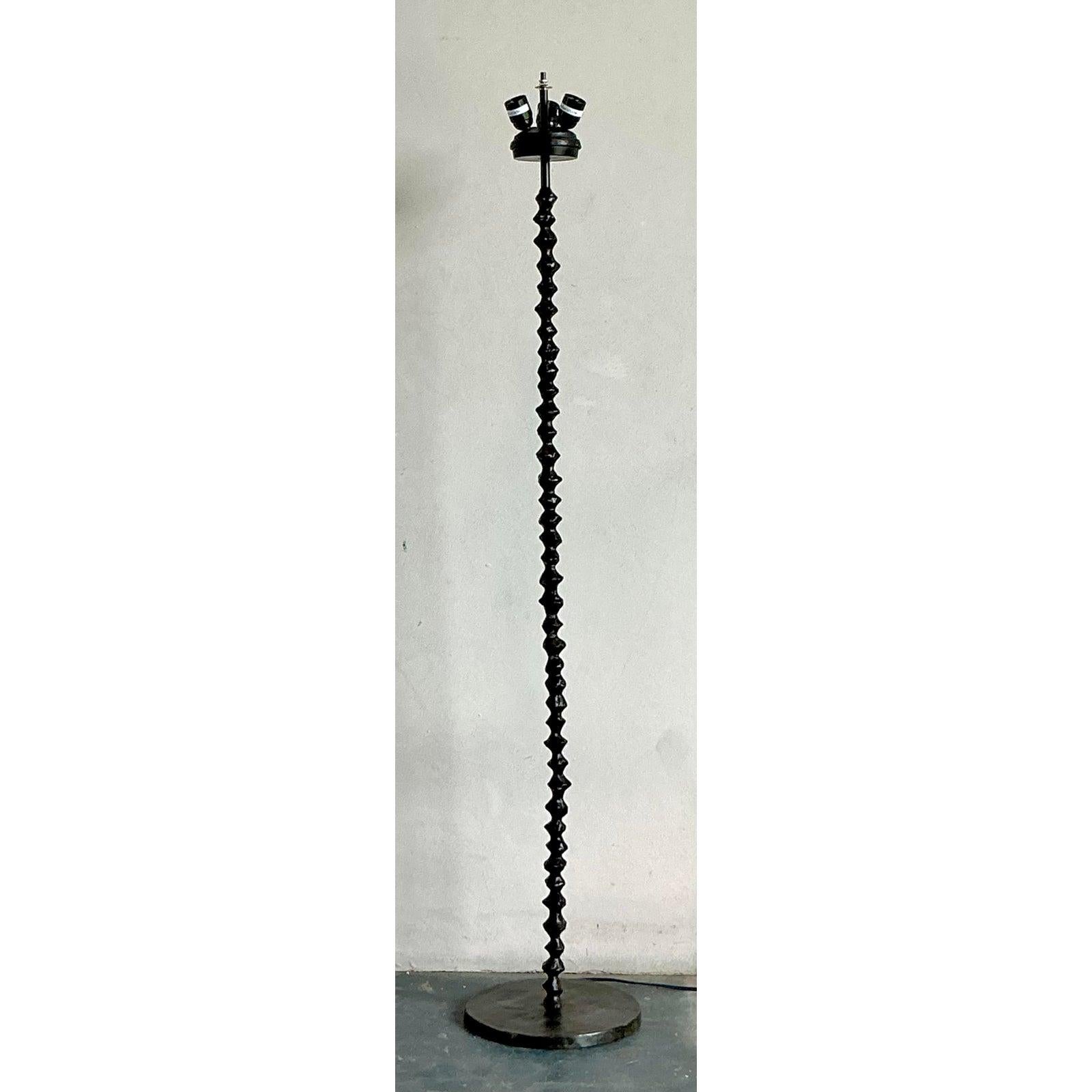 Américain Vintage Boho Sculpted Floor Lamp After Giacometti en vente