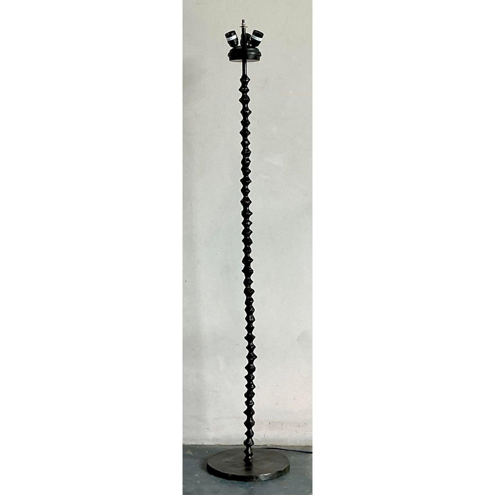 Vintage Boho Sculpted Floor Lamp After Giacometti Bon état - En vente à West Palm Beach, FL