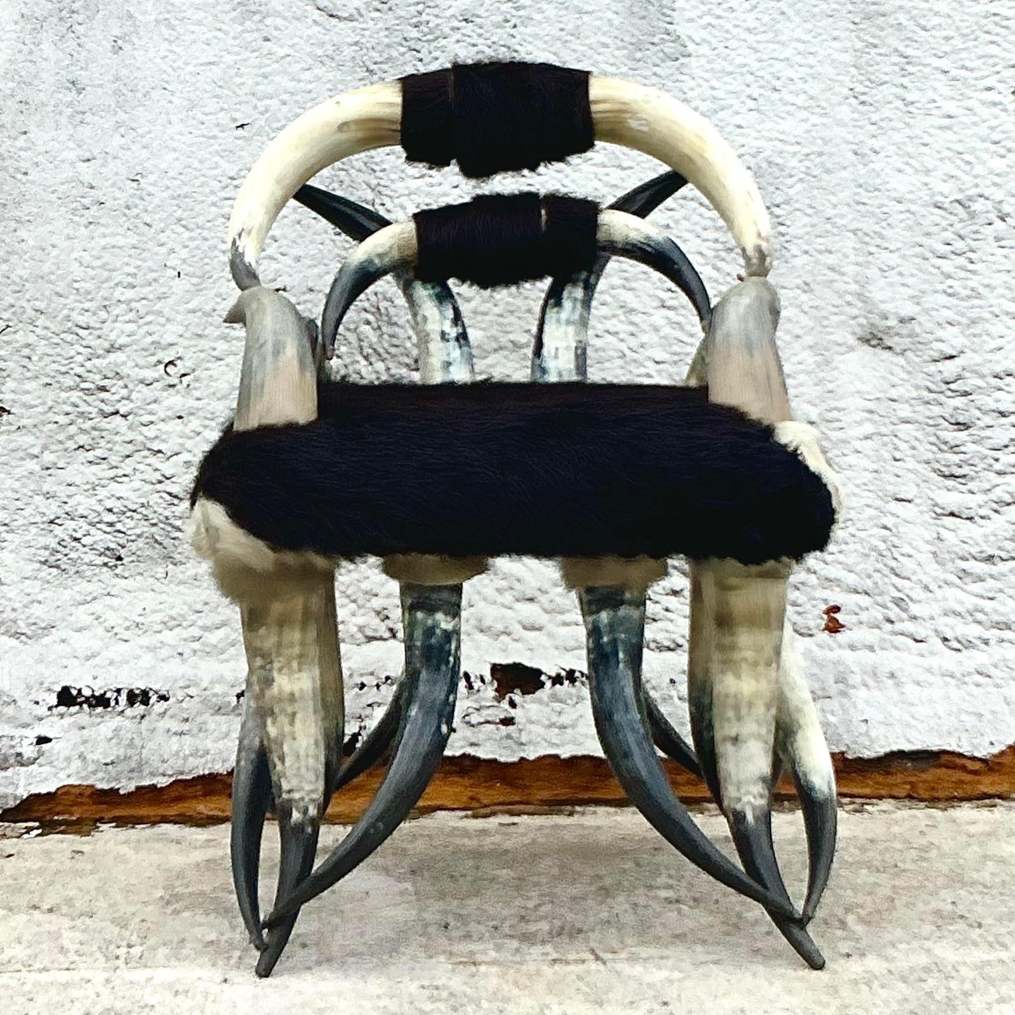 Rustic Vintage Boho Sculptural Horn Chair For Sale