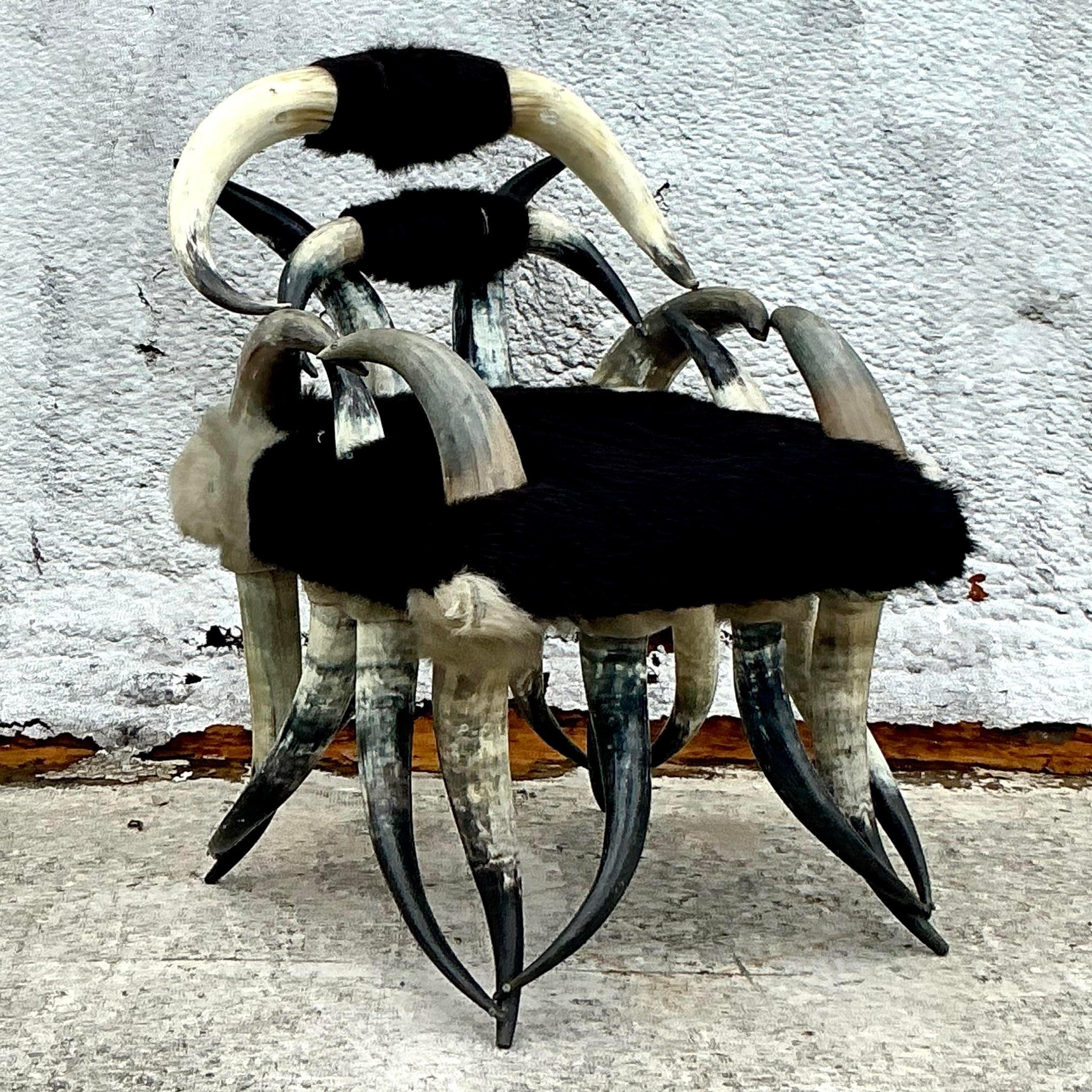 American Vintage Boho Sculptural Horn Chair For Sale