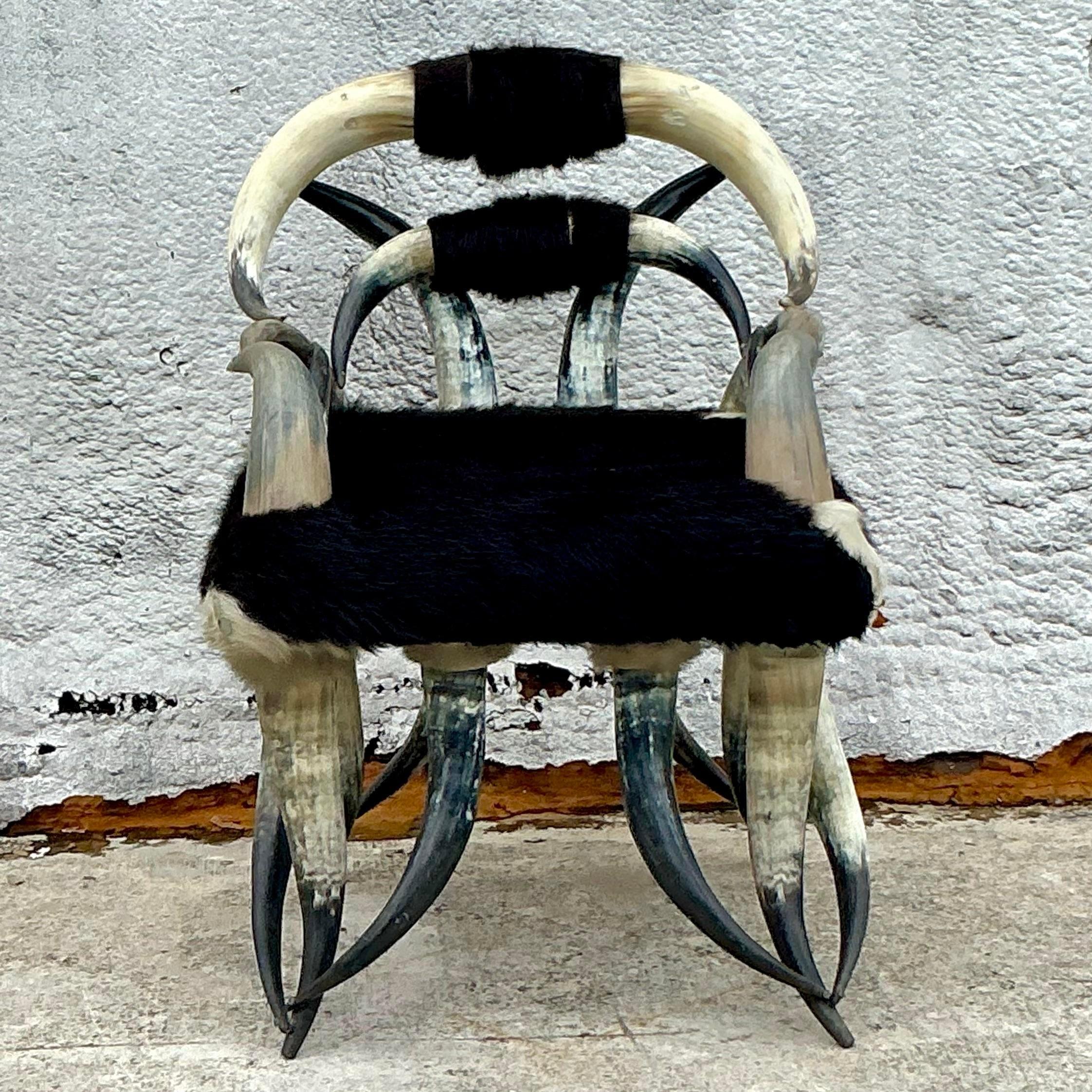 20th Century Vintage Boho Sculptural Horn Chair For Sale